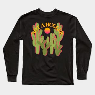 Not a Hugger - Funny Vintage Saguaro Cactus and Sun Long Sleeve T-Shirt